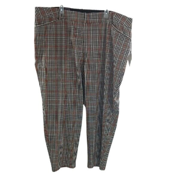 Ava & Viv Pants High Rise Straight Leg Ankle Stretch Plaid Womens Plus Size 24 - Picture 2 of 7